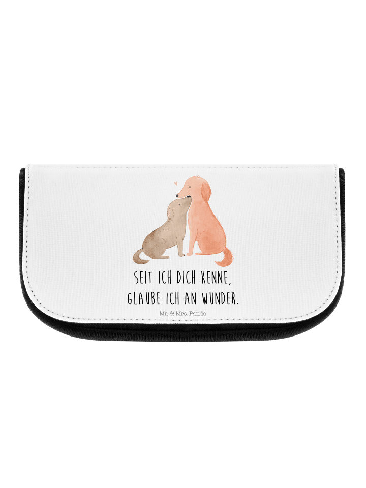 Kosmetiktäschchen Hunde Liebe mit Spruch in Weiß