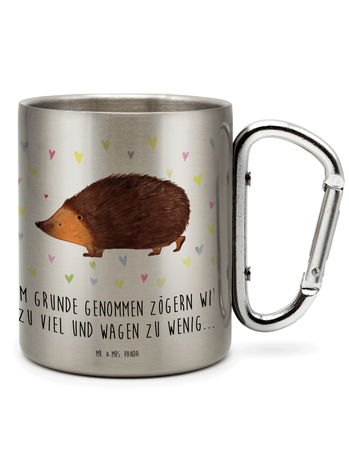 Kaffeebecher Igel Herzen mit Spruch in Silber