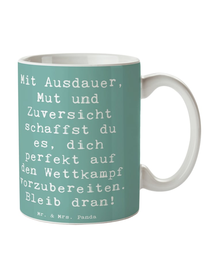 Kaffeetasse Spruch Wettkampfvorbereitung meiste... in Meeresbrise