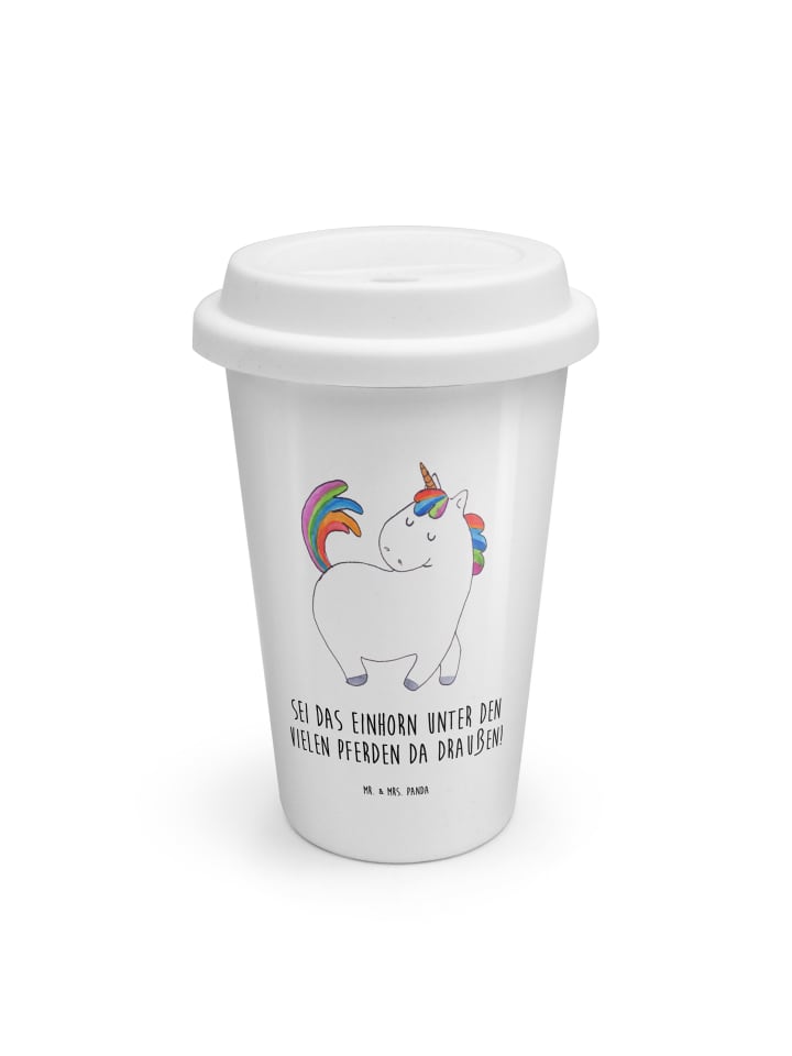 Kaffeebecher Einhorn Stolzieren mit Spruch in Weiß