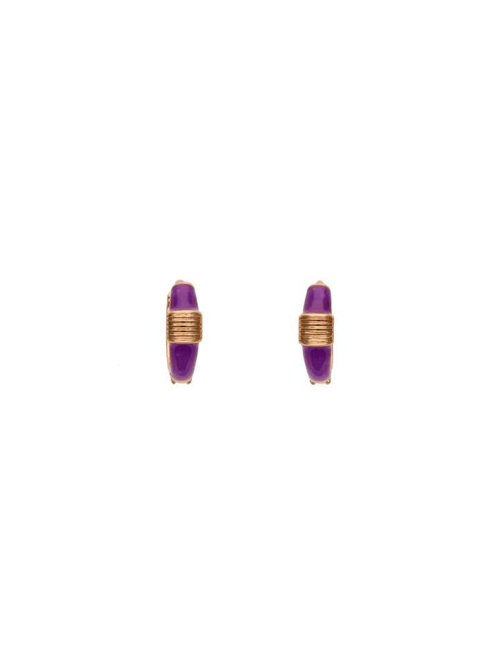 Women Huggie Earrings in Rose Gold Violet