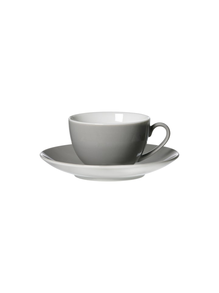 Kaffeetasse mit Untertasse Doppio in Grau 200 ml