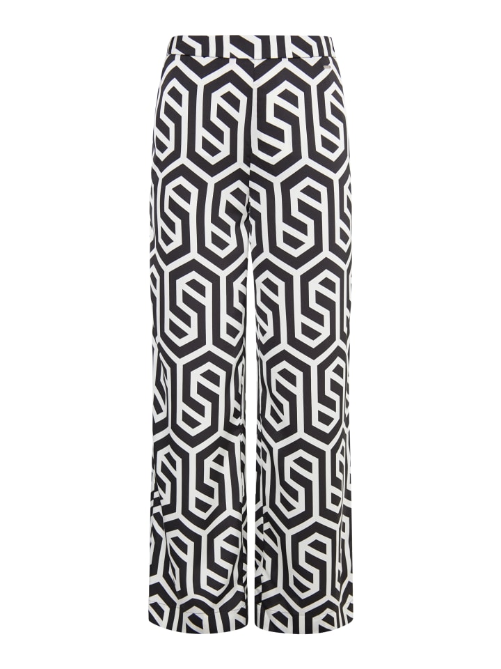 Damen Stoffhose in Schwarz Wollweiss