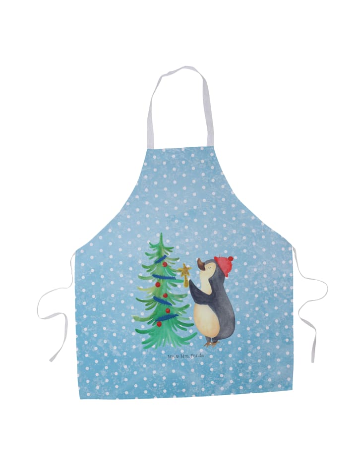 Schürze Pinguin Weihnachtsbaum ohne Spruch in Eisblau