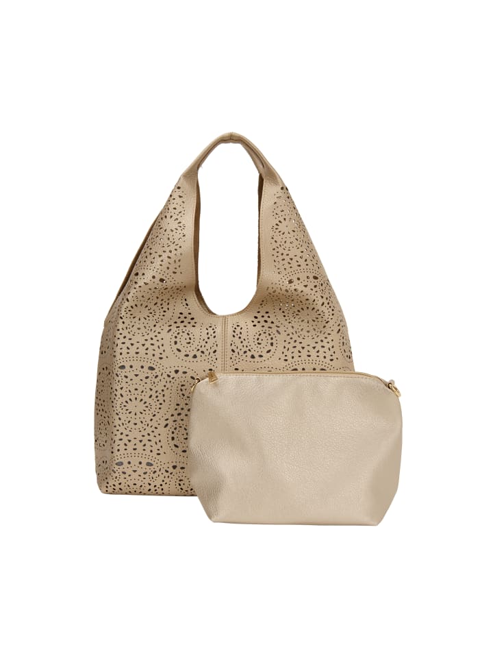 Women 2-In-1 Tote Bag Set in Gold