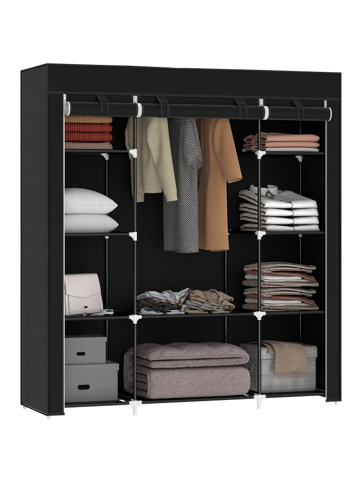 Stoffschrank in Schwarz 150L x 43B x 162,5H cm