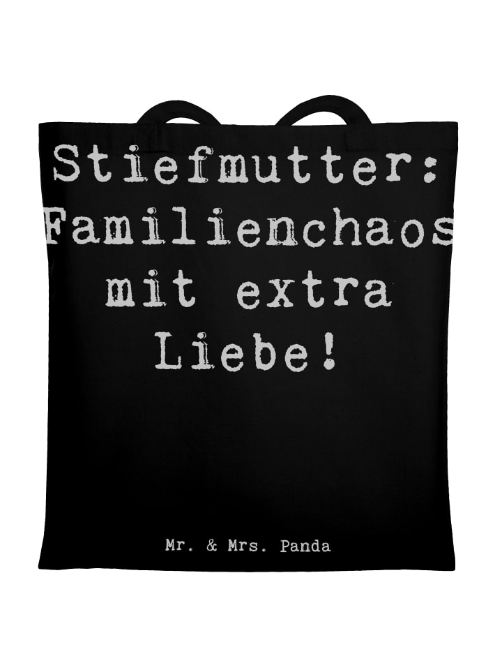 Tragetasche Stiefmutter Liebe mit Spruch in Schwarz