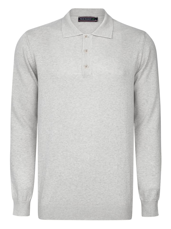 Polo Kragen Langarm Pullover in Grau