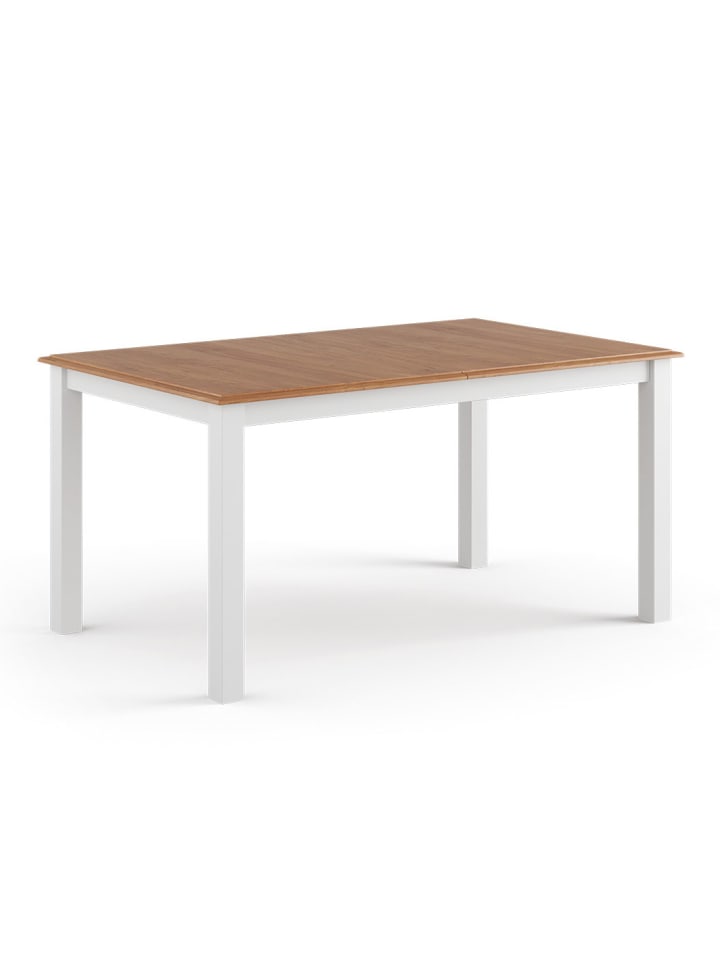 Esstisch Belluno Elegante Kiefer weiß lackiert / Eichefarben 150-197 / 93 / 75cm