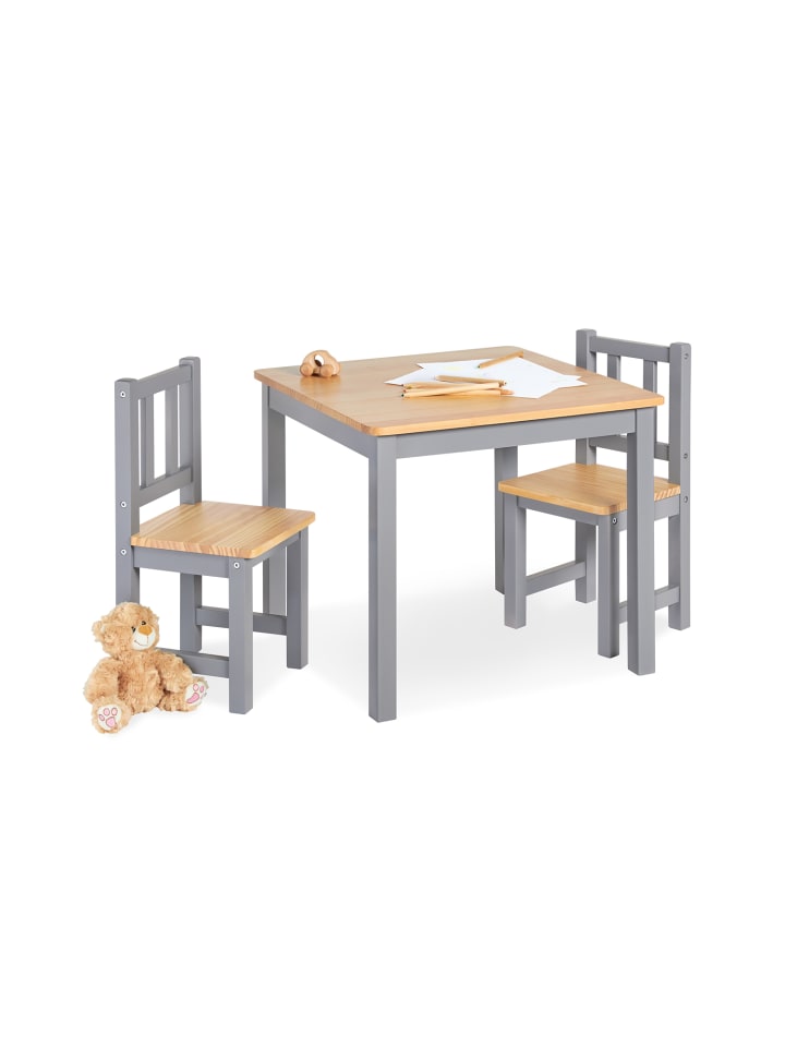 Kindersitzgruppe Fenna, grau/natur, 3-tlg.
