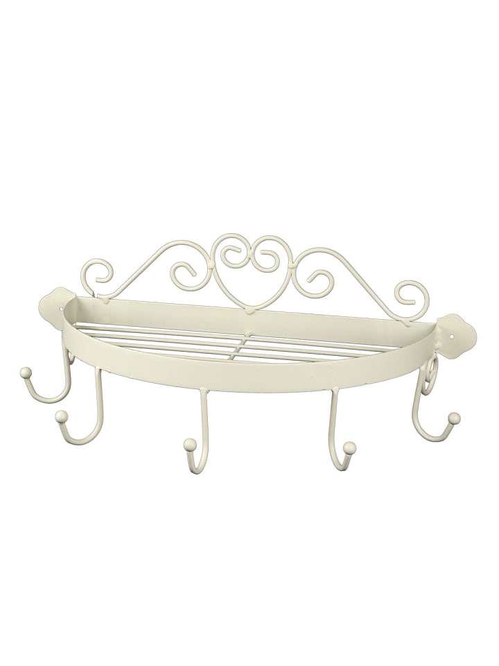 Regal halbrund mit Haken - Weiss in antikweiss
