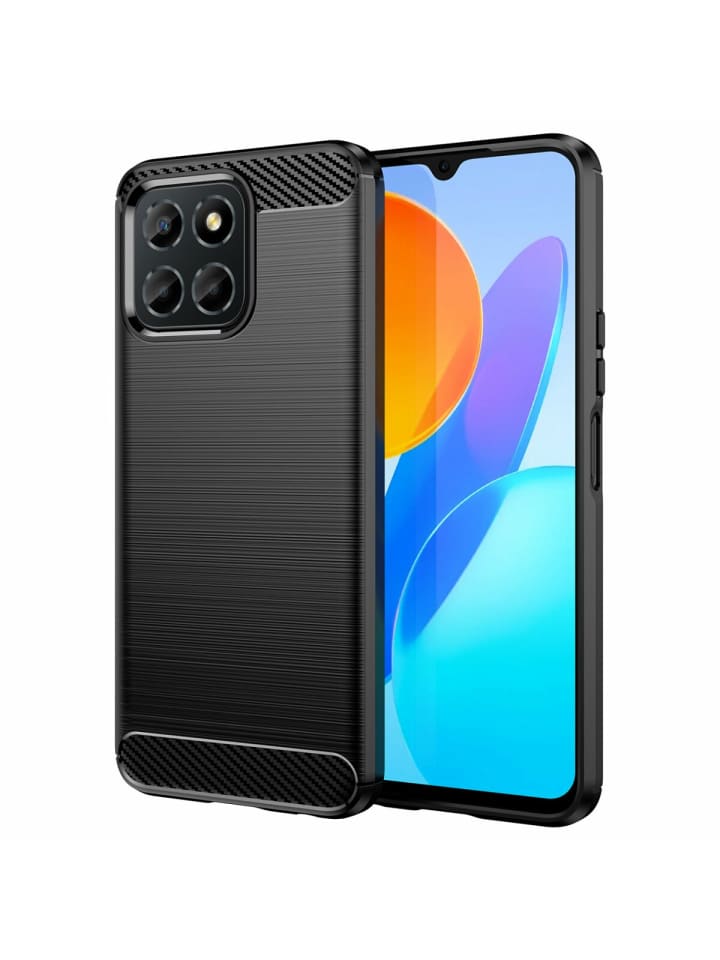Carbon Case Hülle kompatibel mit REALME C67 schwarz in schwarz