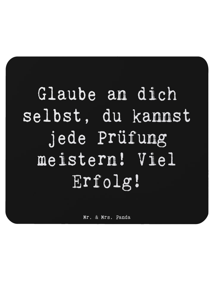 Maus Pad Spruch Prüfungen bestehen mit Spruch in Schwarz