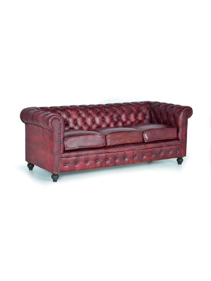 Braunes Chester-Ledersofa 3 Sitzer in Brown