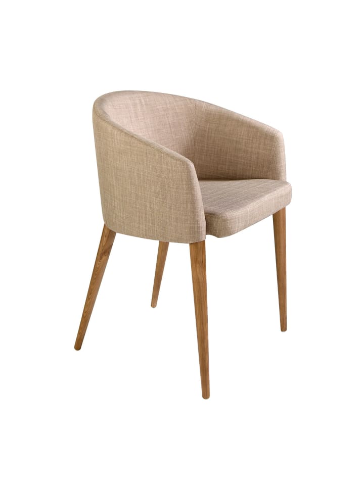 Stuhl 4007 in Walnuss/Beige – (B)59 x (H)78 x (T)56 cm