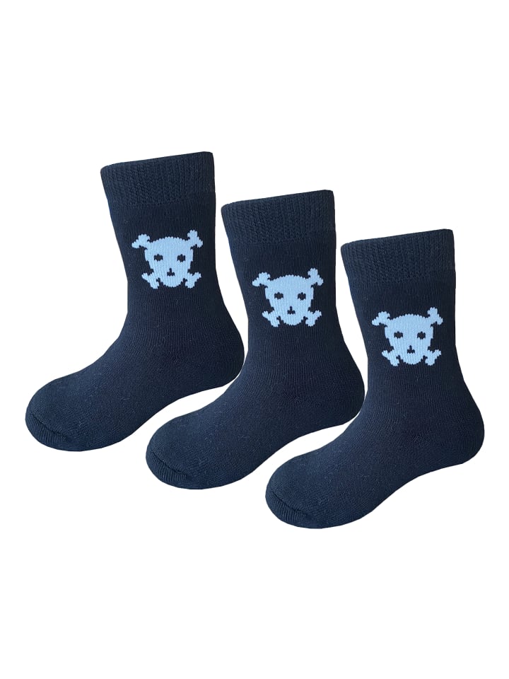 3er-Set: Weiche Socken Vollplüsch Schädel in Schwarz 