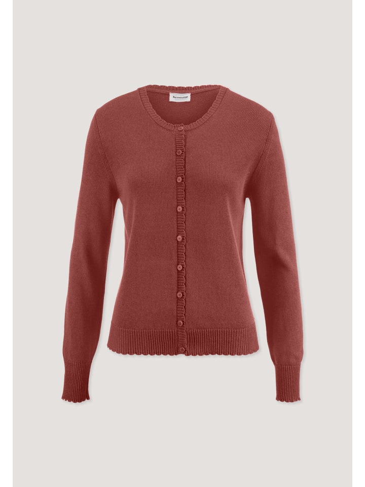 Hessnatur Strick Jacke Regular aus Leinen mit Baumwolle und Viskose in terrakotta