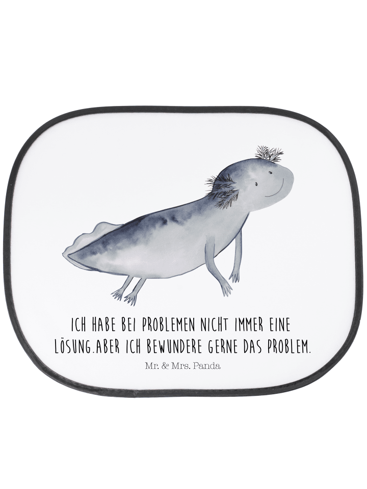 Auto Sonnenblende Axolotl Schwimmen mit Spruch in Weiß