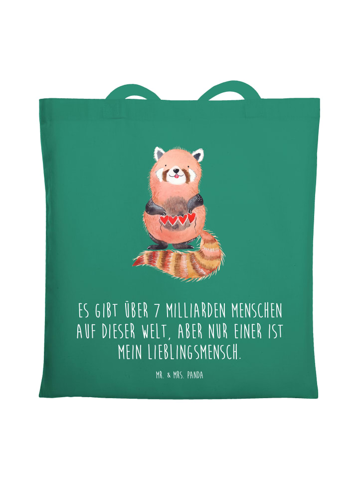 Tote Bag Roter Panda mit Spruch in Mint
