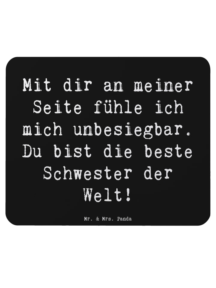 Maus Pad Spruch Beste Schwester mit Spruch in Schwarz