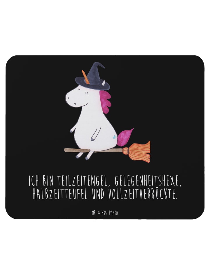Mouse Pad Einhorn Hexe mit Spruch in Schwarz