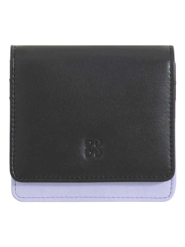 Flores Geldbörse Leder 10 cm black-lavander
