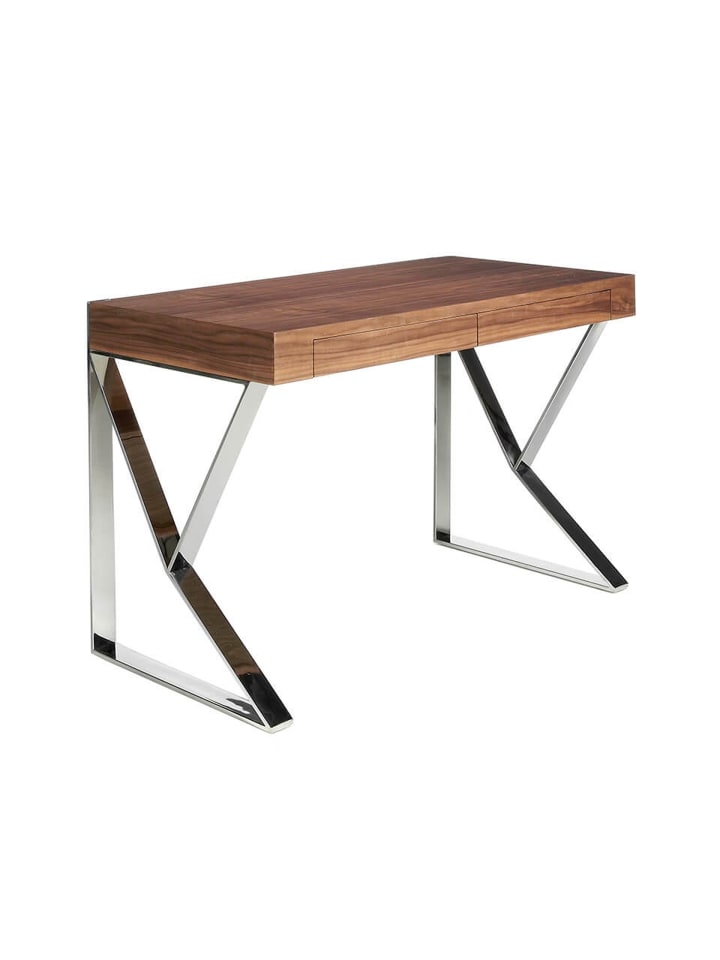 Schreibtisch 3015 in Walnuss / Stahl – (B)120 x (H)76 x (T)61 cm
