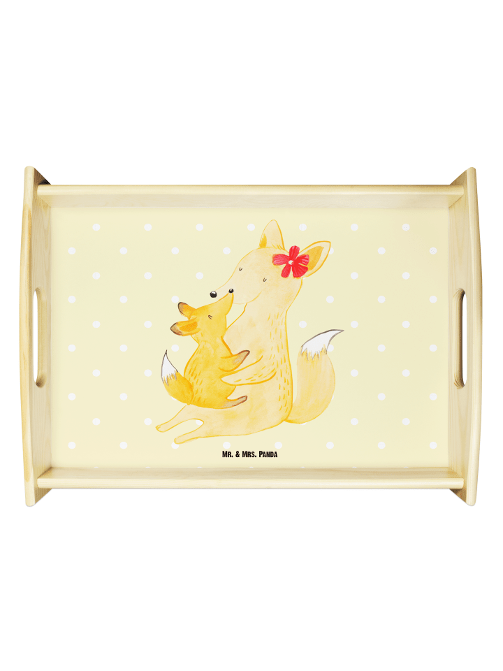 Tablett Holz Fuchs Mama ohne Spruch in Gelb Pastell