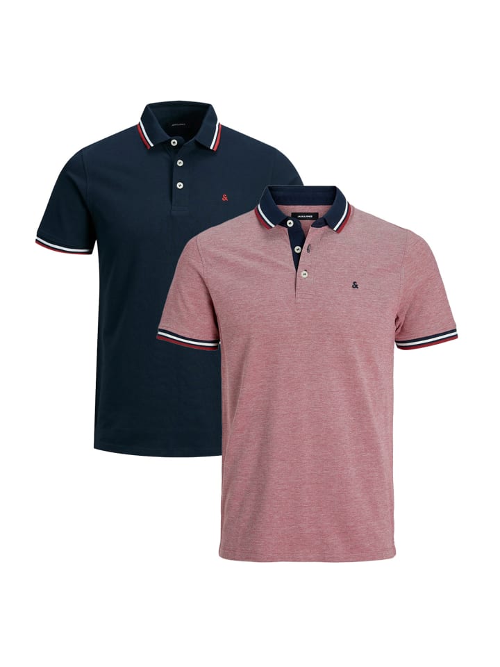 Poloshirt Paulos - Slim Fit in Dunkelblau / rot