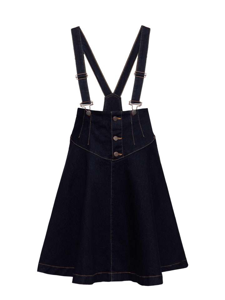 Queen Kerosin Denim Latzrock in Denim