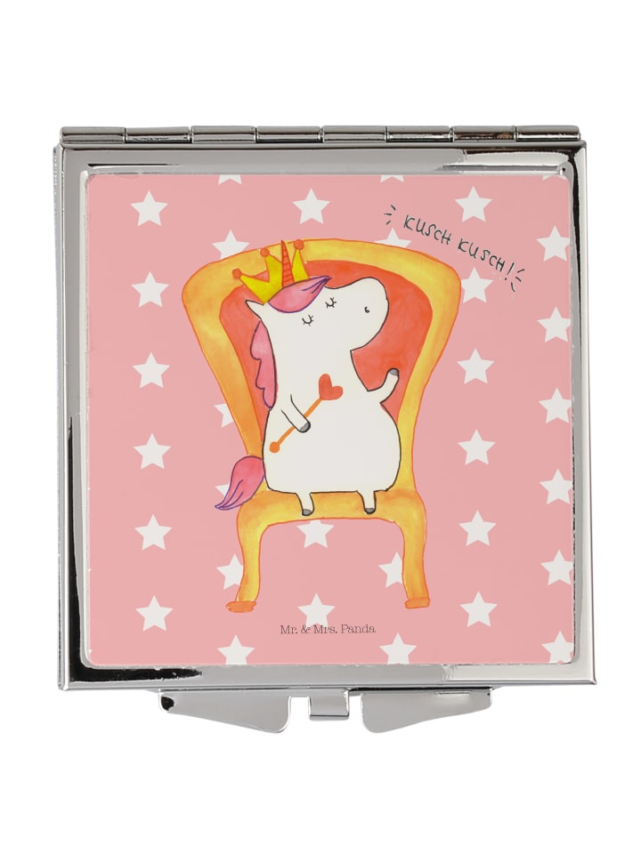 Schminkspiegel Einhorn König ohne Spruch in Rot Pastell