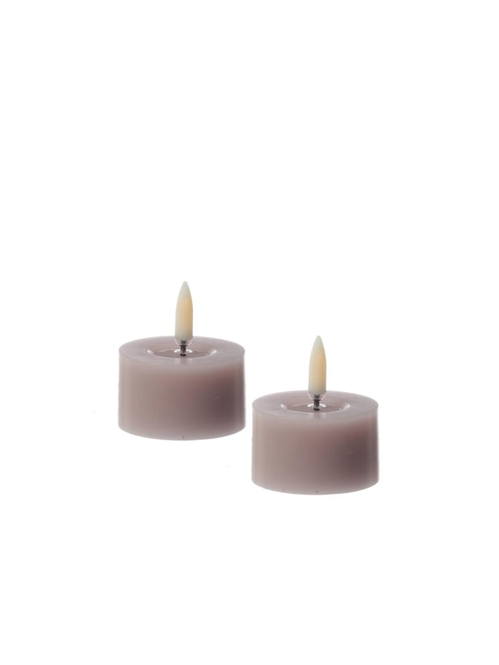 2x LED Mini Kerze/Teelicht Thea Uyuni Timer bis 400 Std. H: 2,8cm in flieder