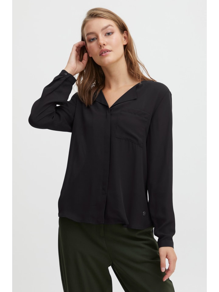 Langarmbluse OXHally in Schwarz