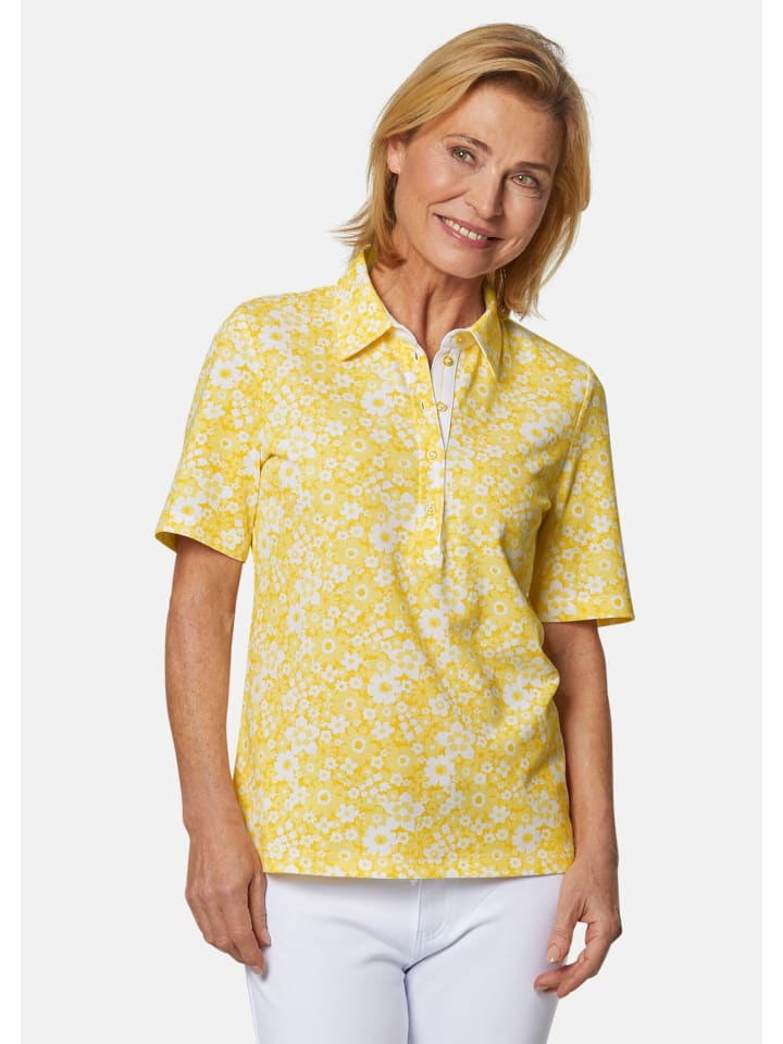 Pikee-Druckpoloshirt in margerite / weiß