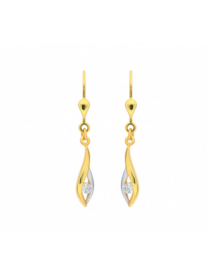 Damen 333 Gold Ohrringe / Ohrhänger mit Zirkonia in gold