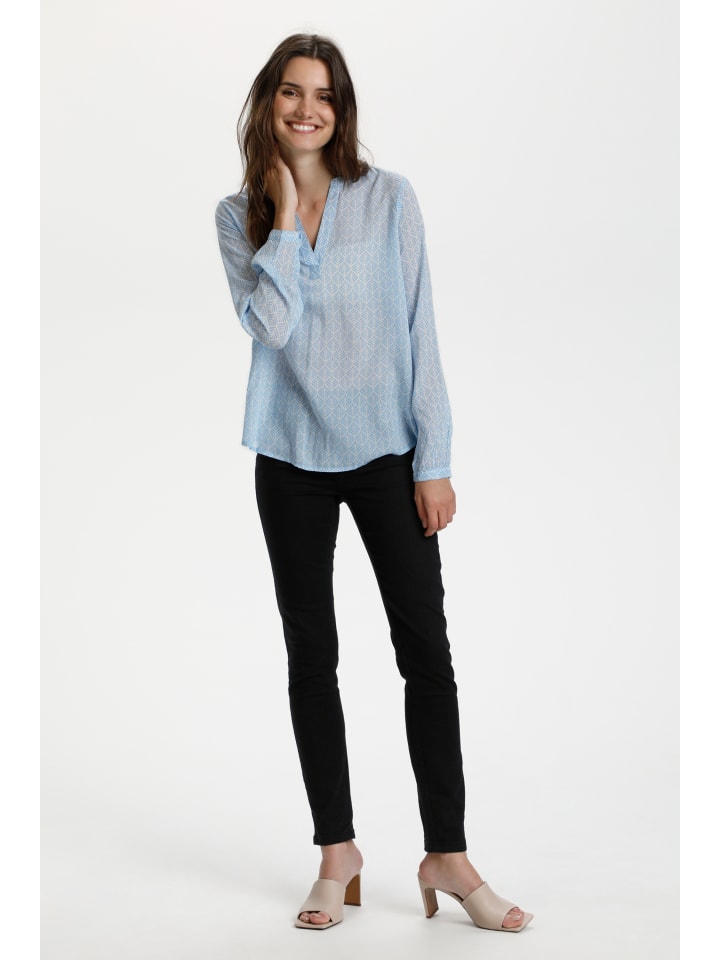 Bluse langarm KAfana Regular fit in Blue/Chalk Fan Print