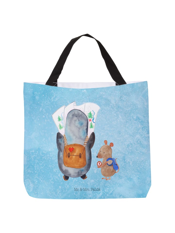 Shopper Damen Pinguin & Maus Wanderer ohne Spruch in Eisblau