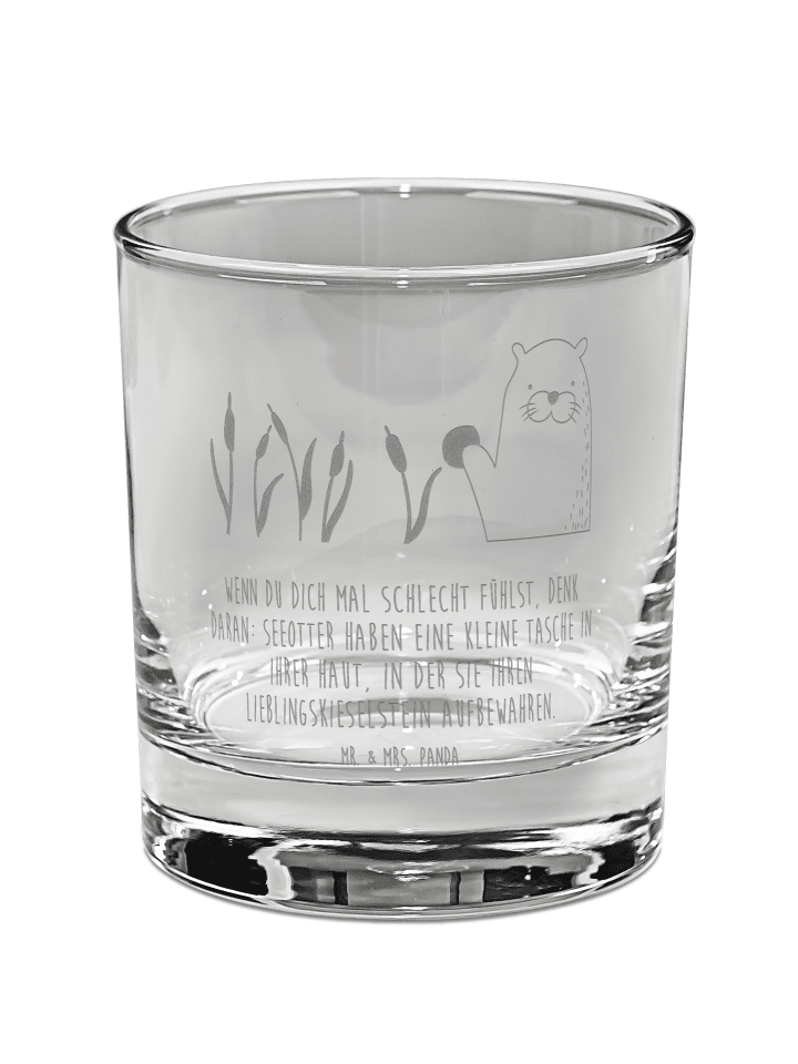 Whiskey Glas Otter Stein mit Spruch in Transparent