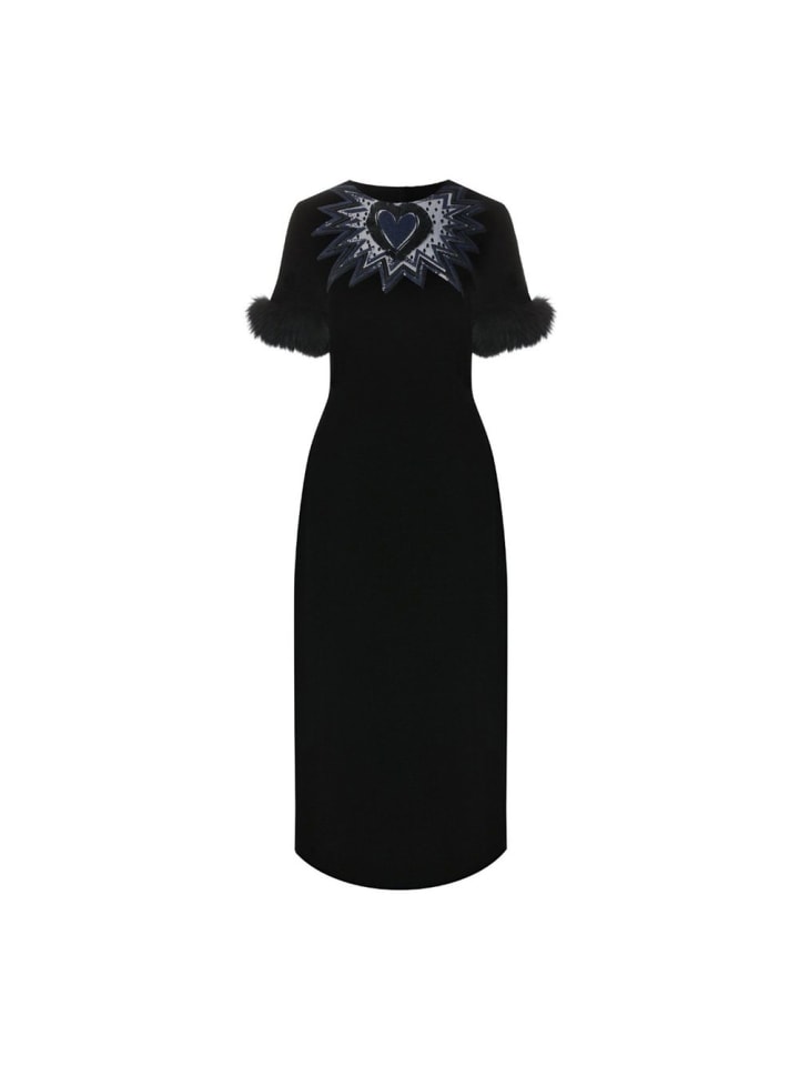 Schwarz Viskose Casual Kleid