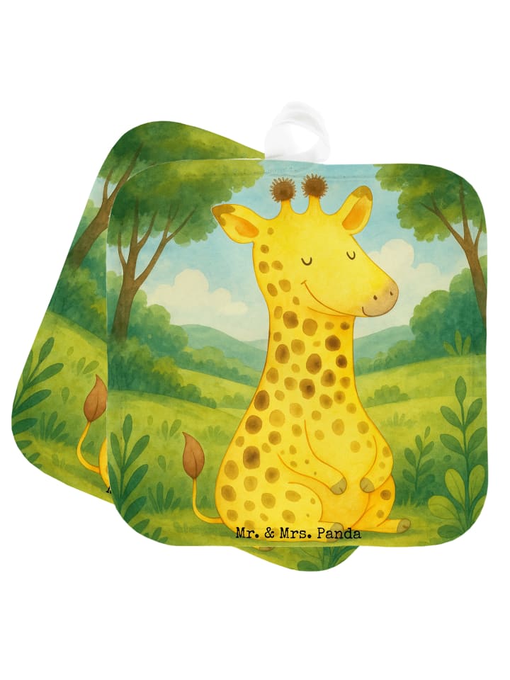 Topflappen Giraffe Zufrieden Design ohne Spruch in Weiß