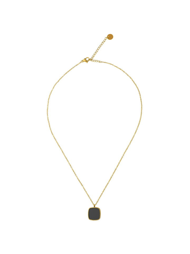 Edelstahl Halskette mit Medaillon Anhänger in Gold