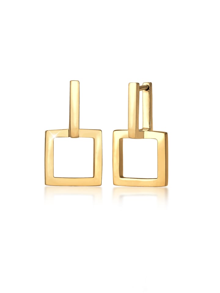 Ohrringe 925 Sterling Silber Geo, Rechteck in Gold
