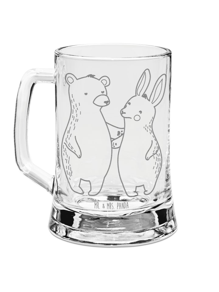 Maßkrug Bär und Hase Umarmen ohne Spruch in Transparent