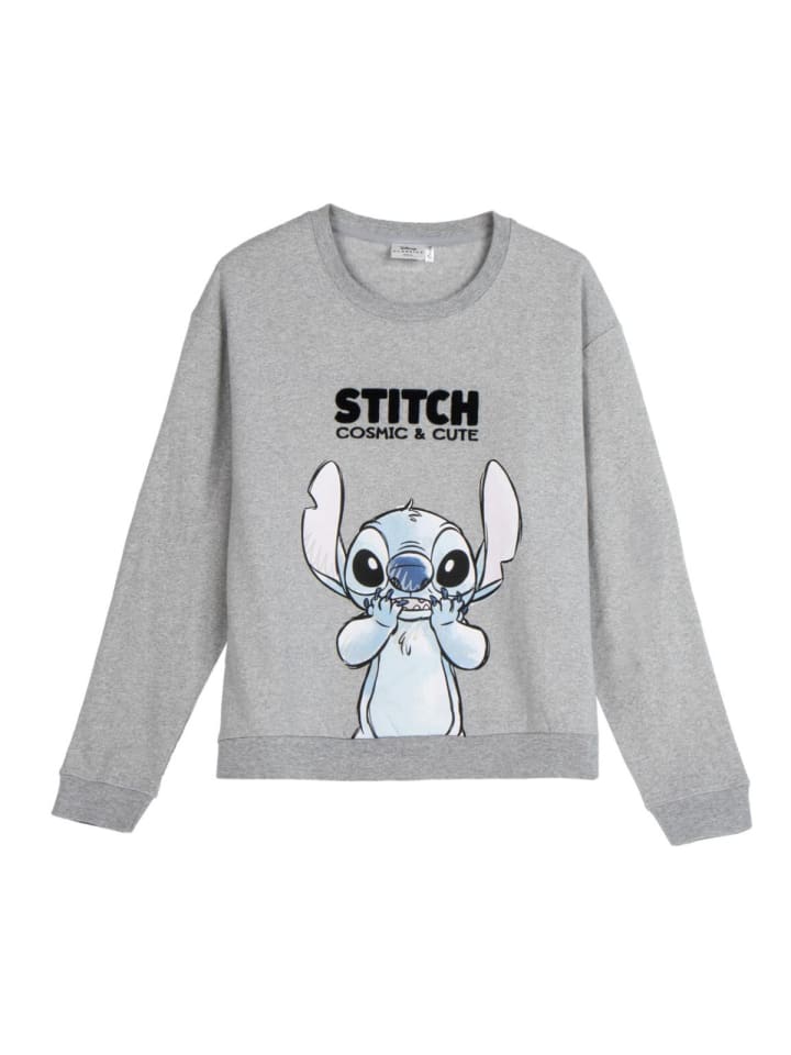 Disney Stitch Sweatshirt – French Terry Pullover für Damen & Herren L in Grau