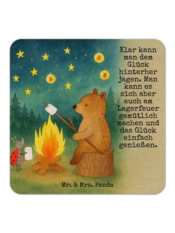 Tischuntersetzer Bär & Marienkäfer Lagerfeuer D... in Weiß