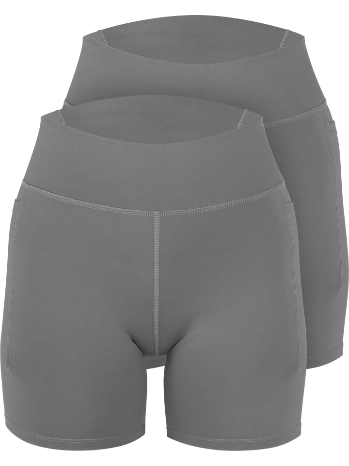 2x High Waist Sport Shorts in Anthrazit