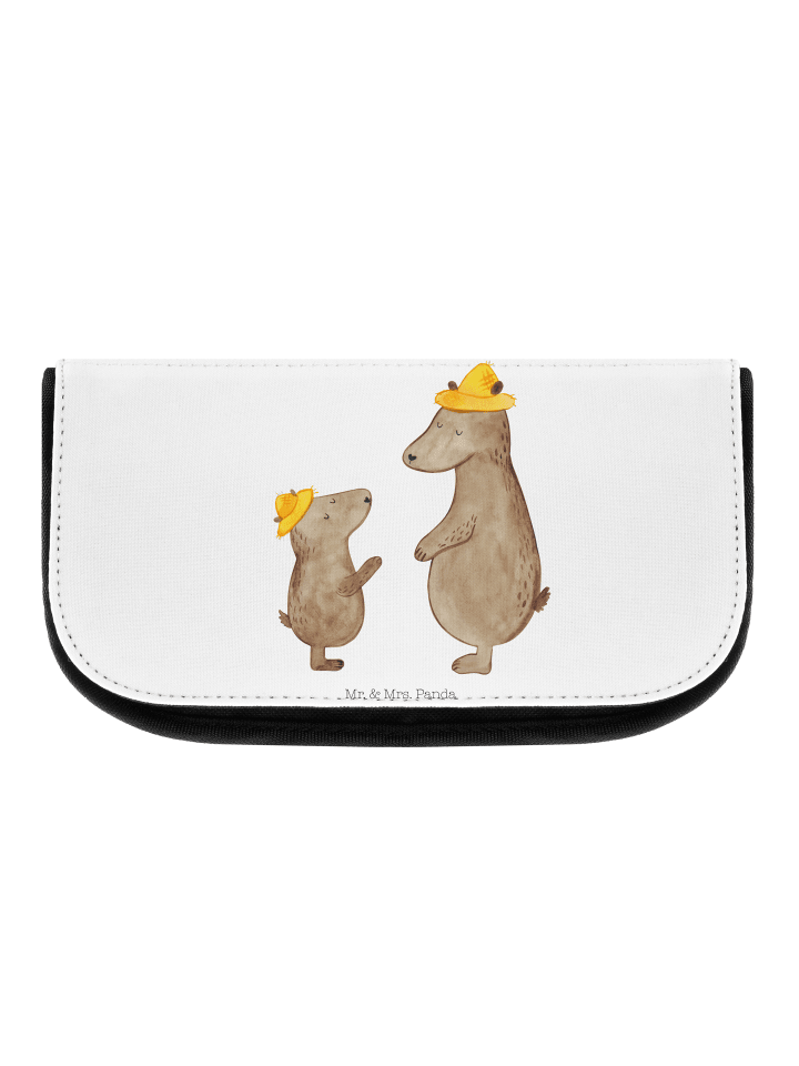 Kosmetiktasche Bären mit Hut ohne Spruch in Weiß