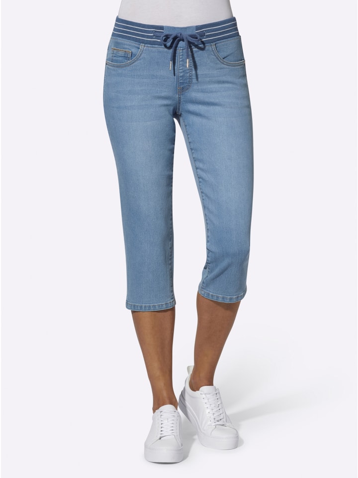 Capri-Jeans in blue-bleached