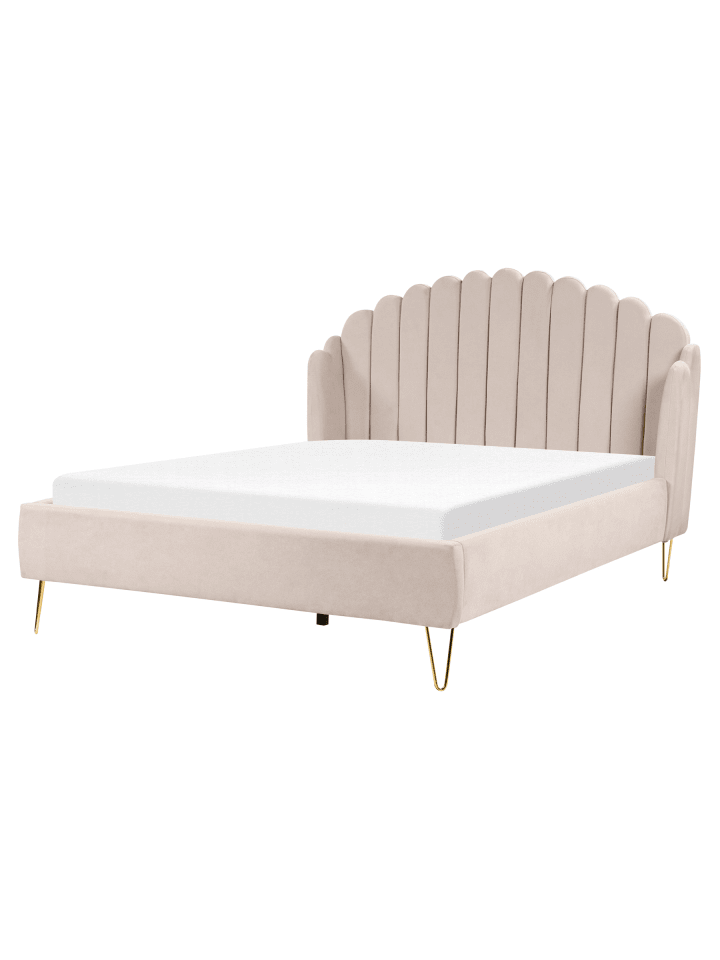 2-tlg Doppelbett AMBILLOU in Beige/Gold