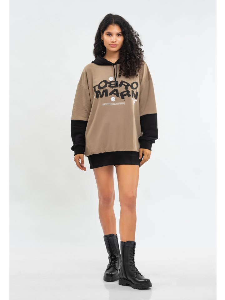 Freizeitanzug WOMEN OVERSIZE FIT TUNIC SWEATSHIRT in stone